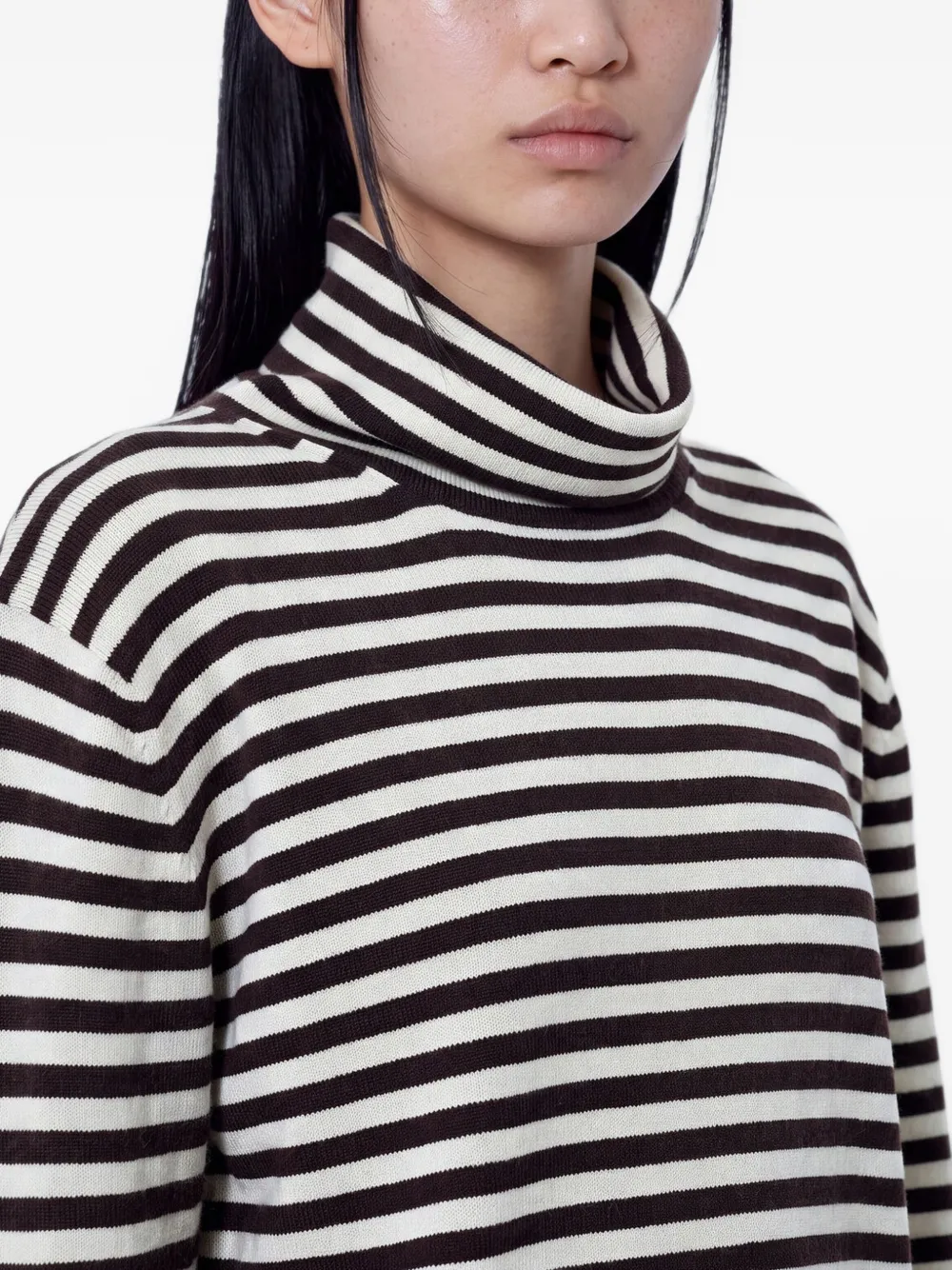 Max Mara striped turtleneck sweater Beige