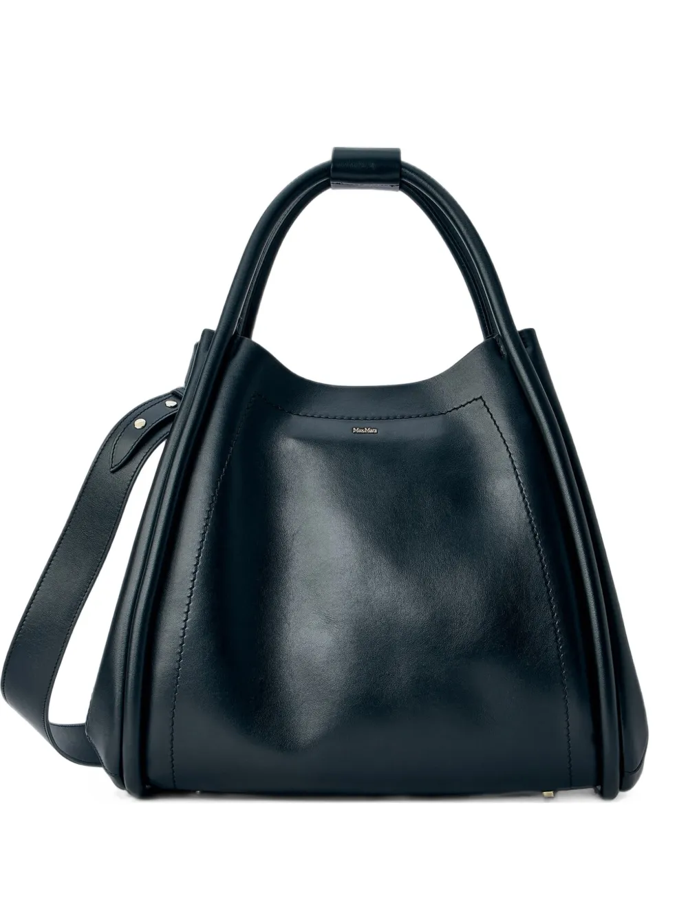 Max Mara small Marine structured leather tote bag Zwart