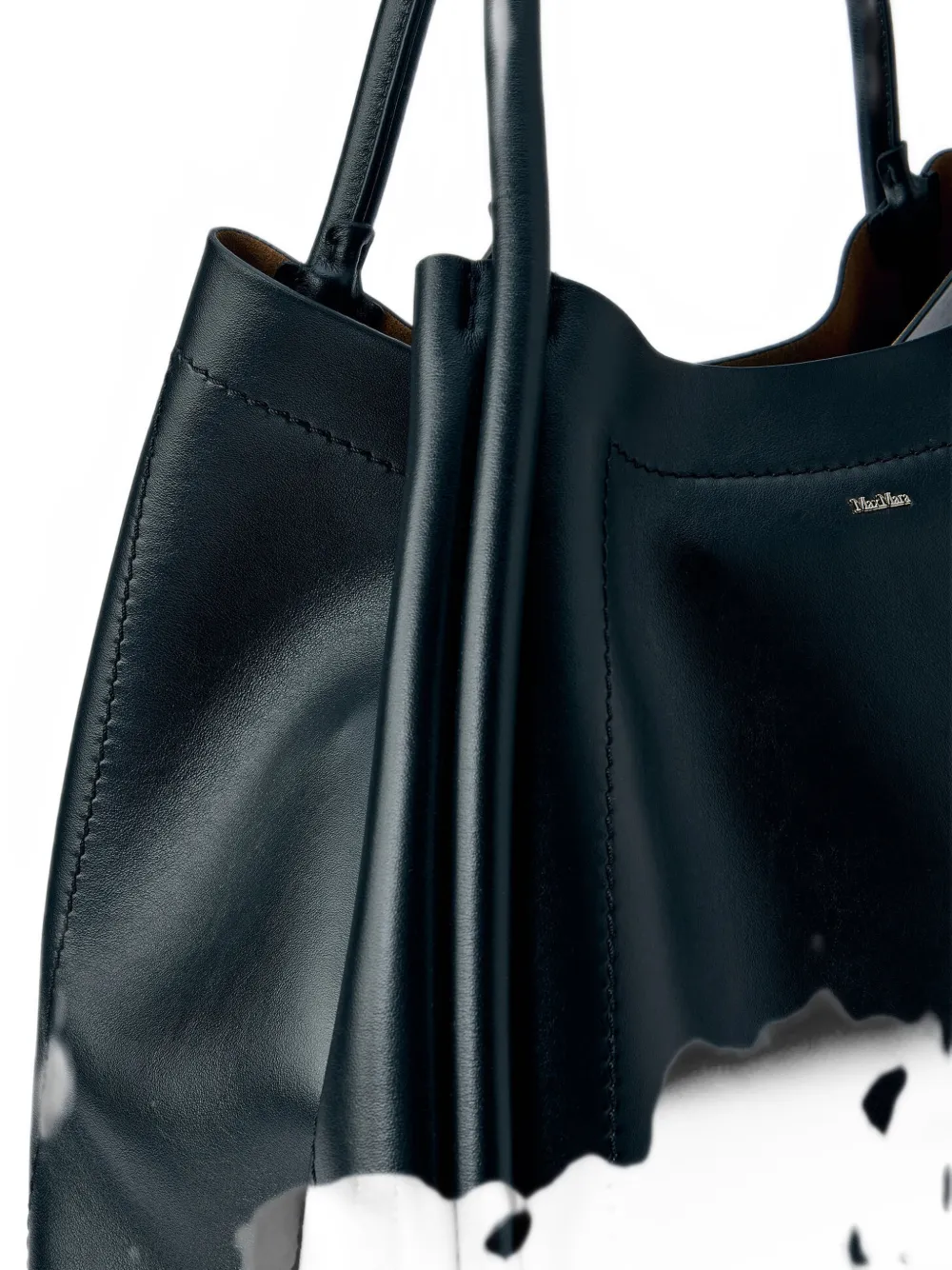 Max Mara small Marine structured leather tote bag Zwart