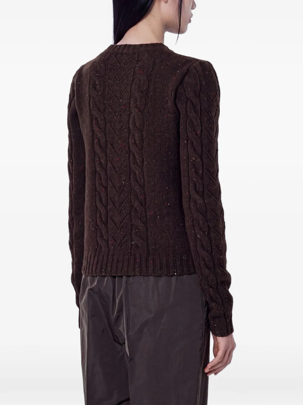 Max Mara Kabelgebreide trui met ronde hals Bruin