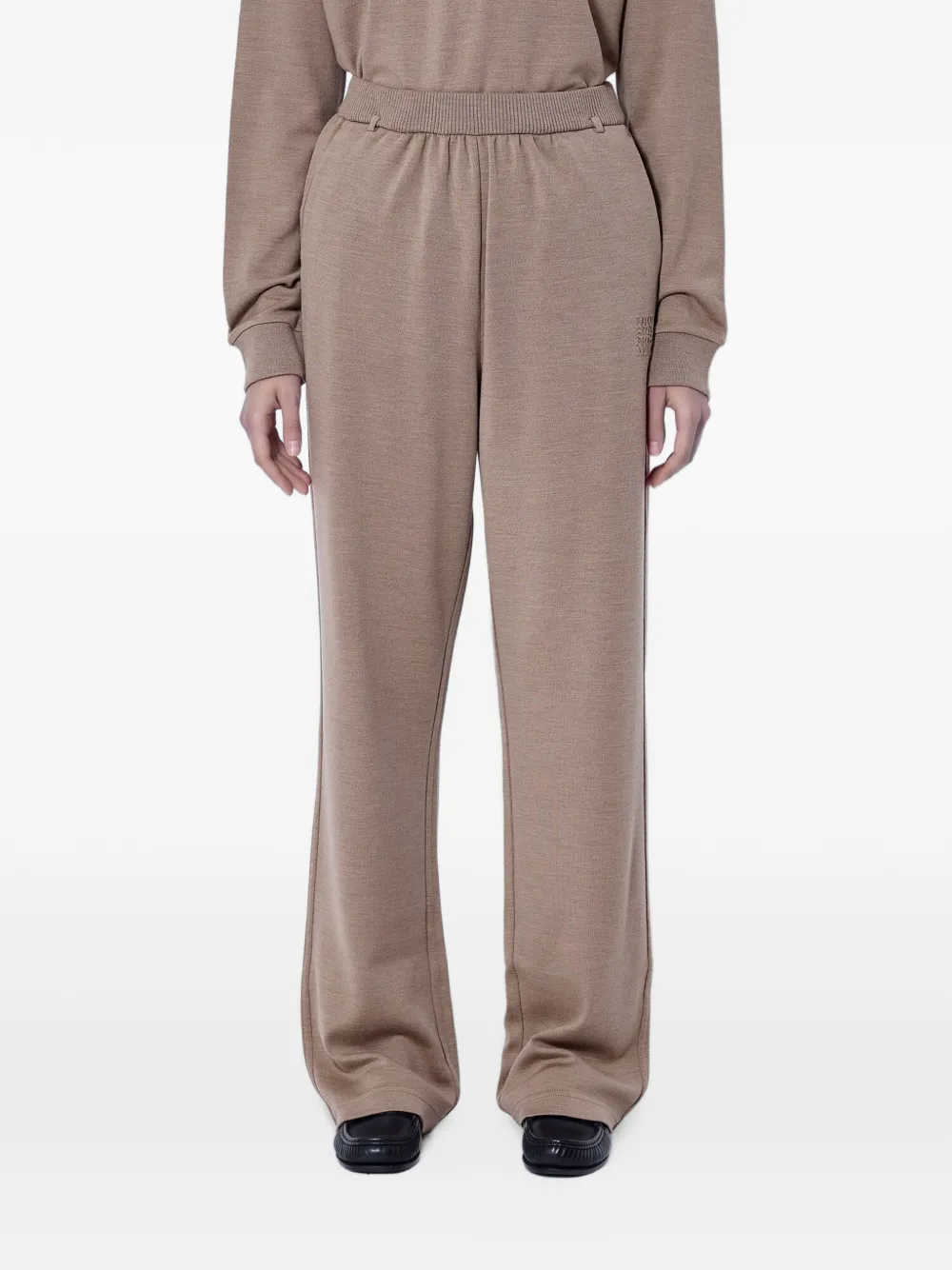 Max Mara ribbed-waistband wide-leg trousers Bruin