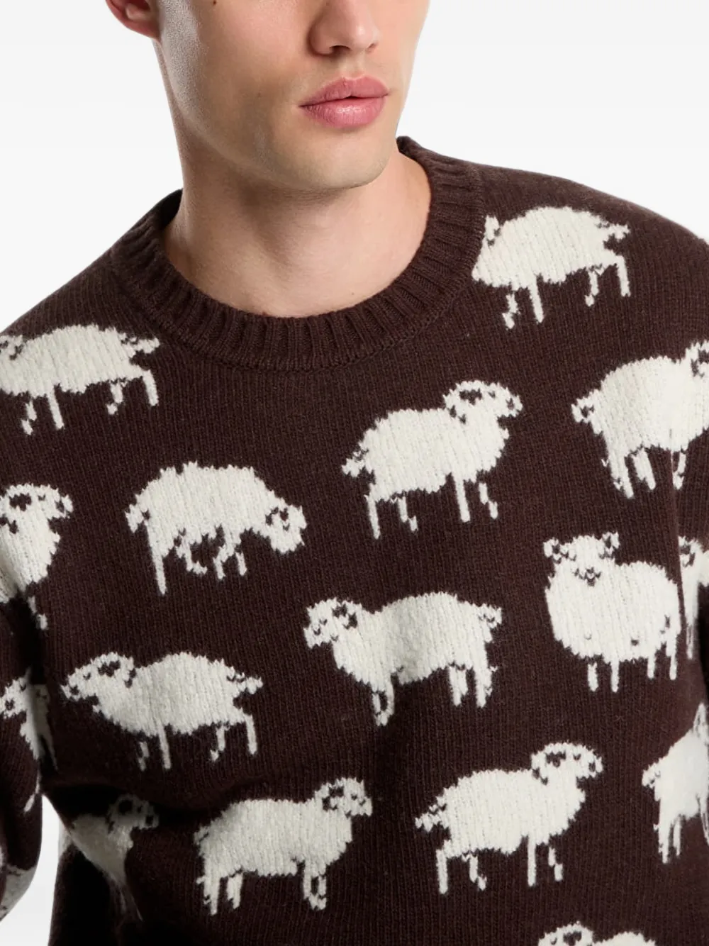 Gant sheep-pattern crew-neck sweater Bruin