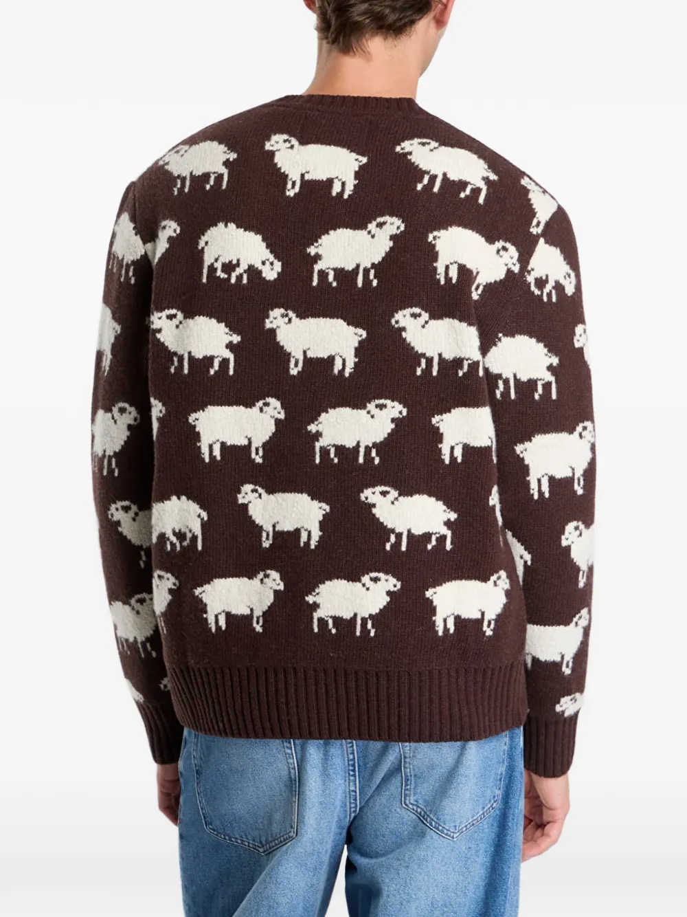 Gant sheep-pattern crew-neck sweater Bruin