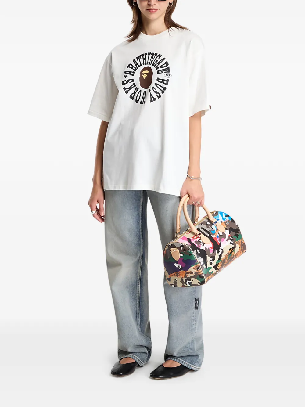 A BATHING APE Busy Works T-shirt met logo Wit