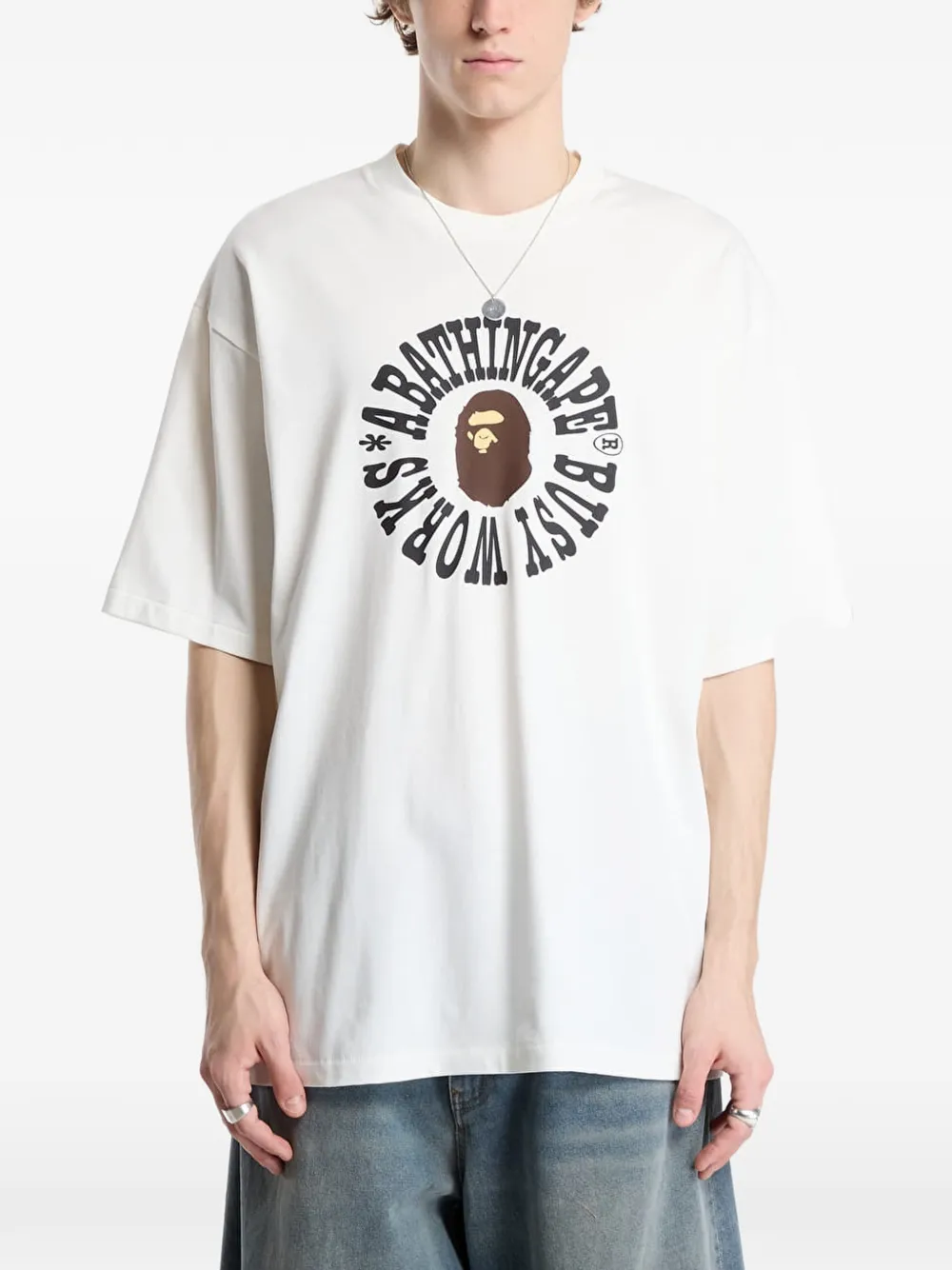 A BATHING APE Busy Works T-shirt met logo Wit