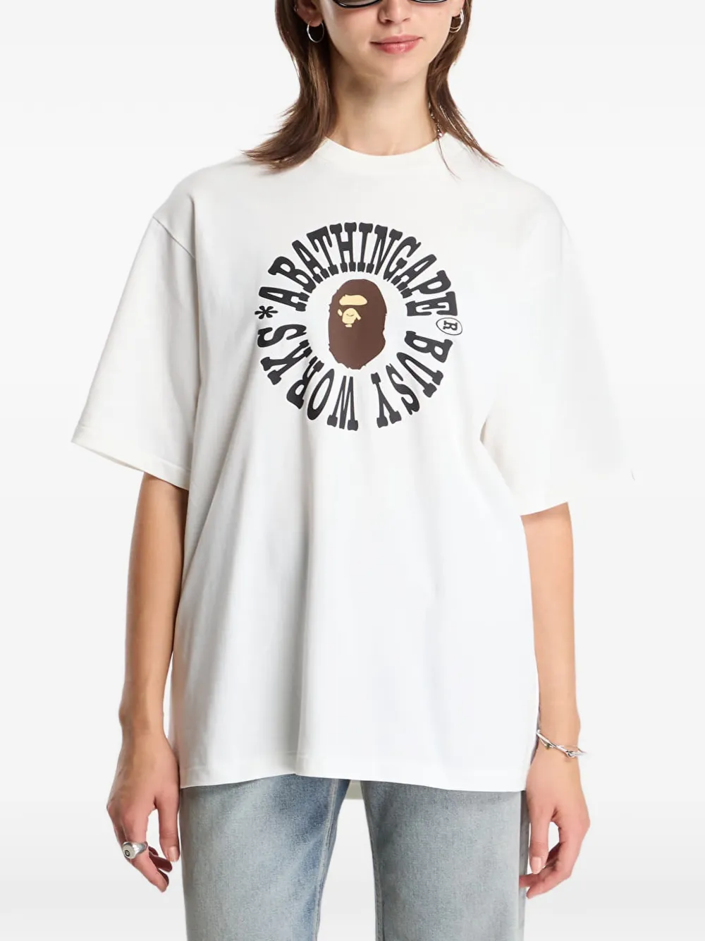 A BATHING APE Busy Works T-shirt met logo Wit