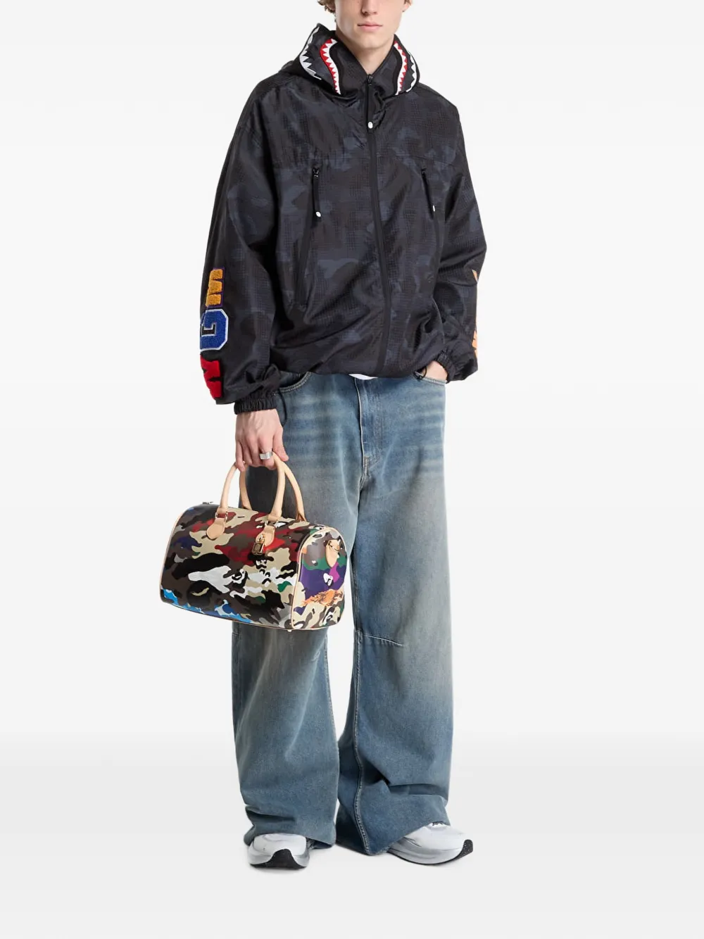 A BATHING APE Shark Reflective Ripstop zip-fastening jacket Zwart