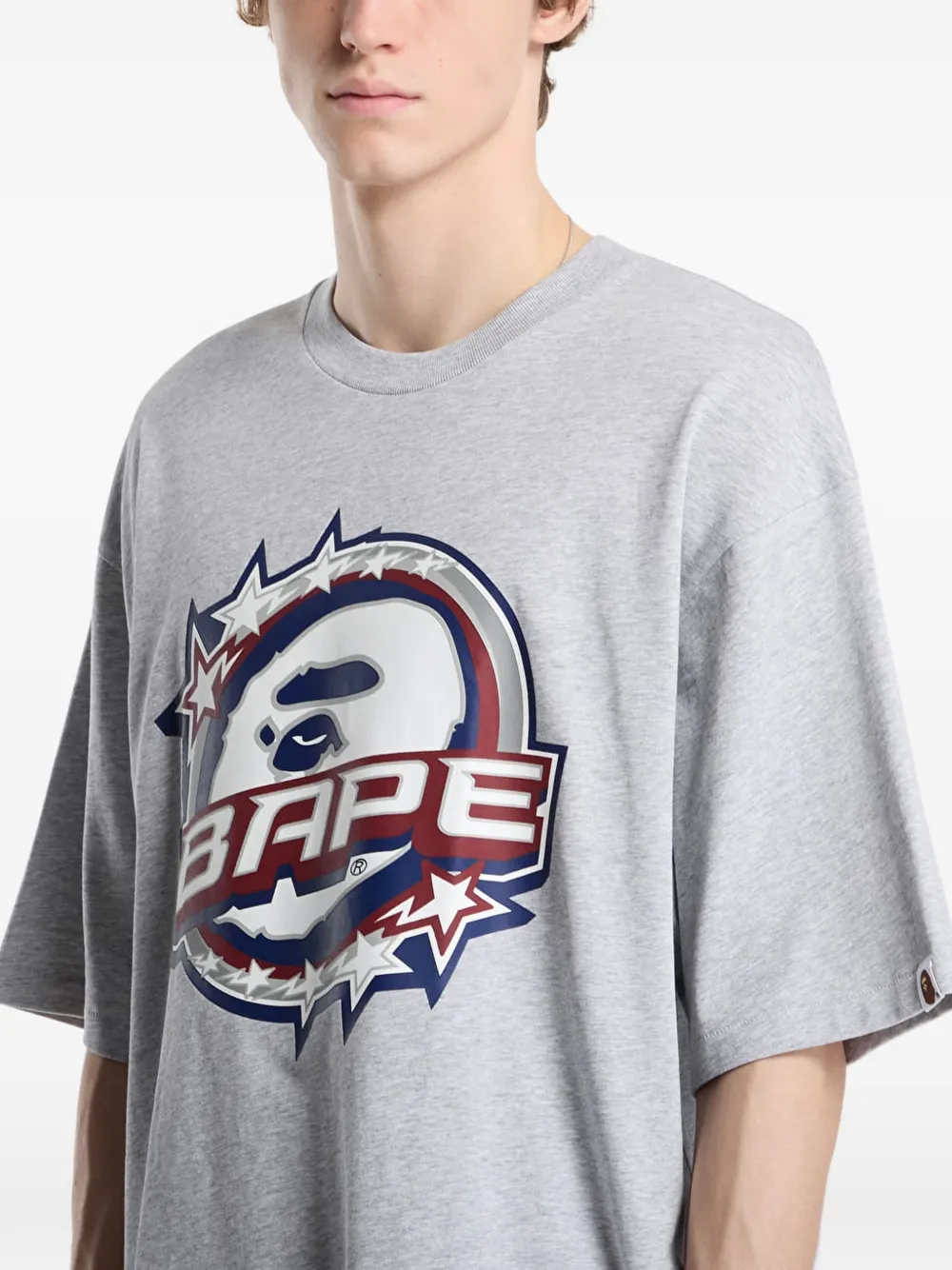 A BATHING APE BAPE TWIN STA logo relaxed fit tee Grijs
