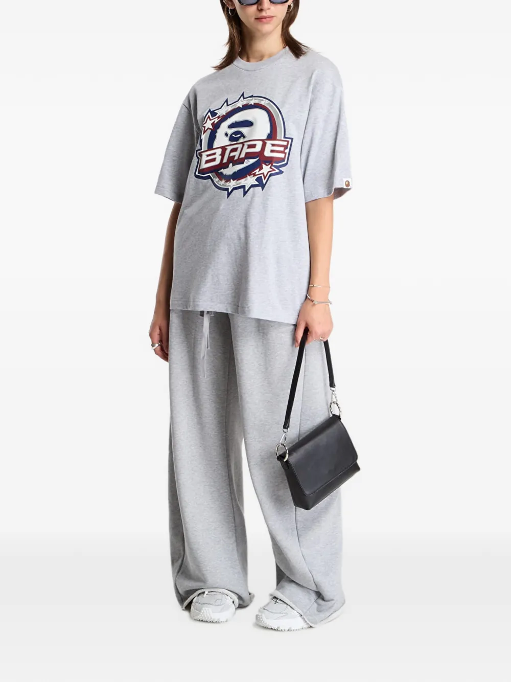A BATHING APE BAPE TWIN STA logo relaxed fit tee Grijs