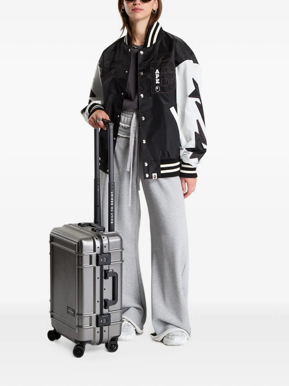 A BATHING APE nylon varsity jacket Zwart