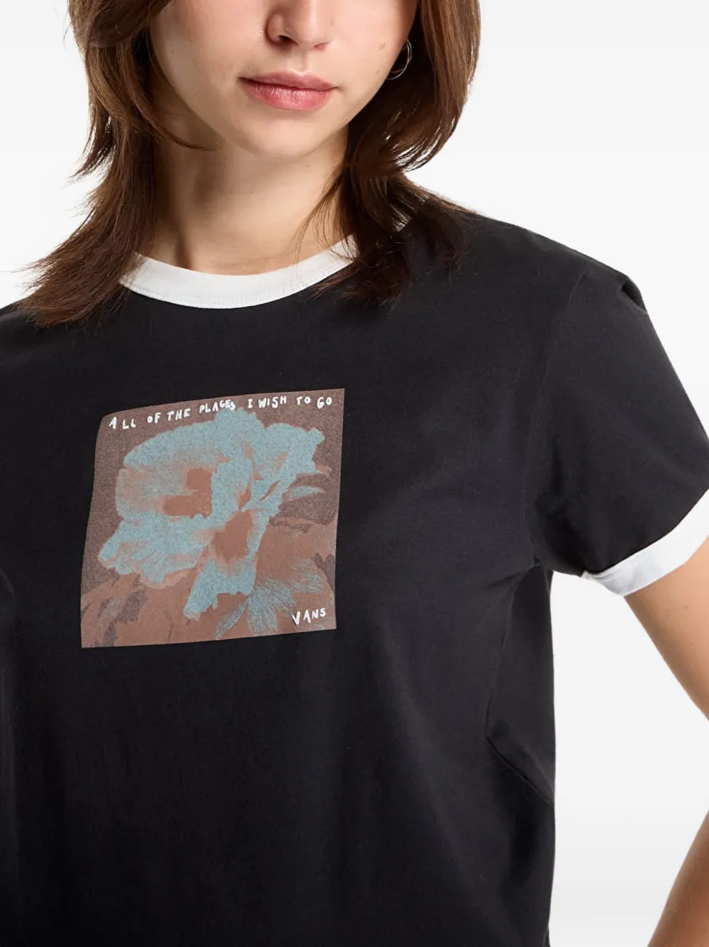 Vans graphic-print ringer T-shirt Zwart