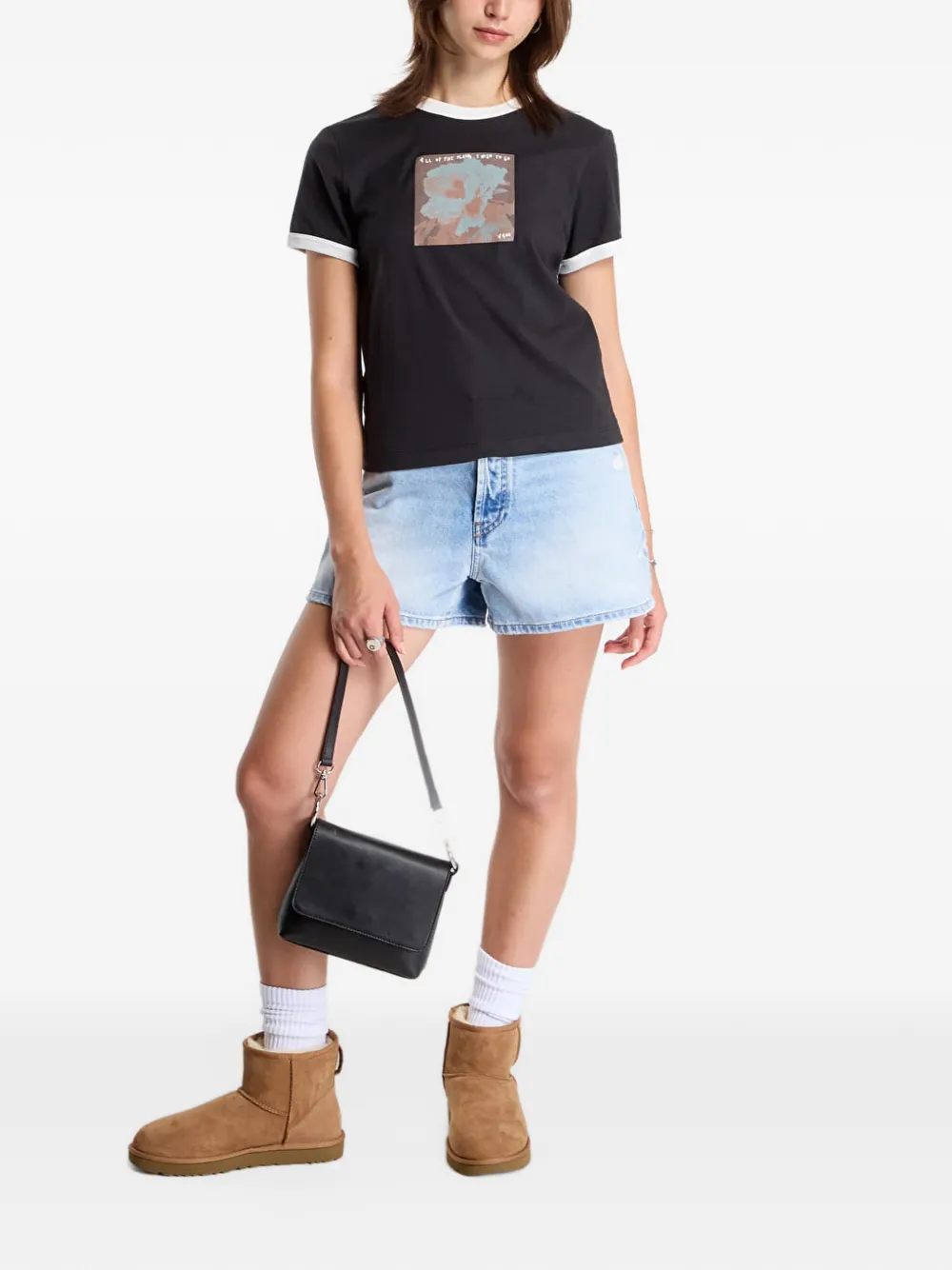 Vans graphic-print ringer T-shirt Zwart