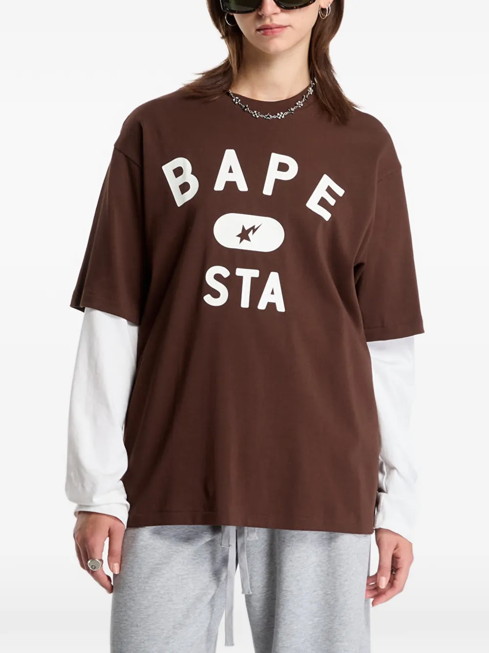 A BATHING APE Bape Sta round-neck T-shirt Bruin