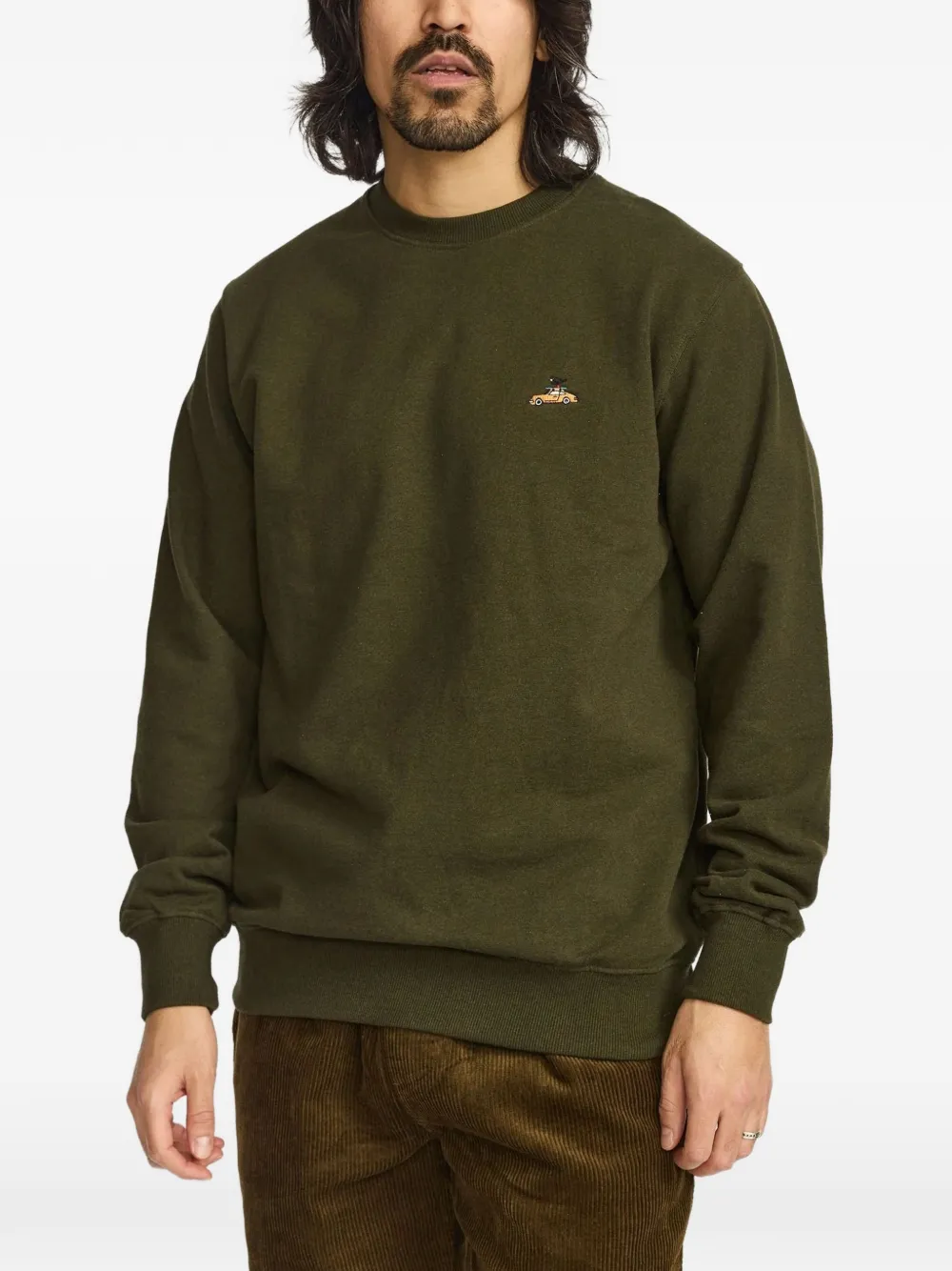 REVOLUTION embroidered crew-neck sweatshirt - Verde