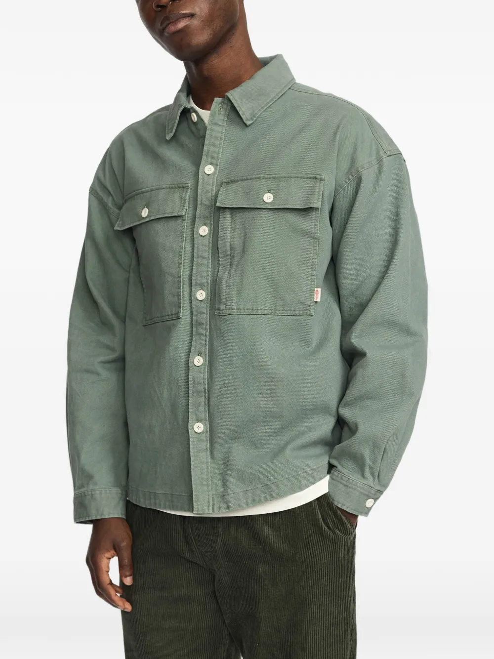 REVOLUTION chest-pocket cotton shirt jacket - Vert REVOLUTION chest-pocket cotton shirt jacket - Vert