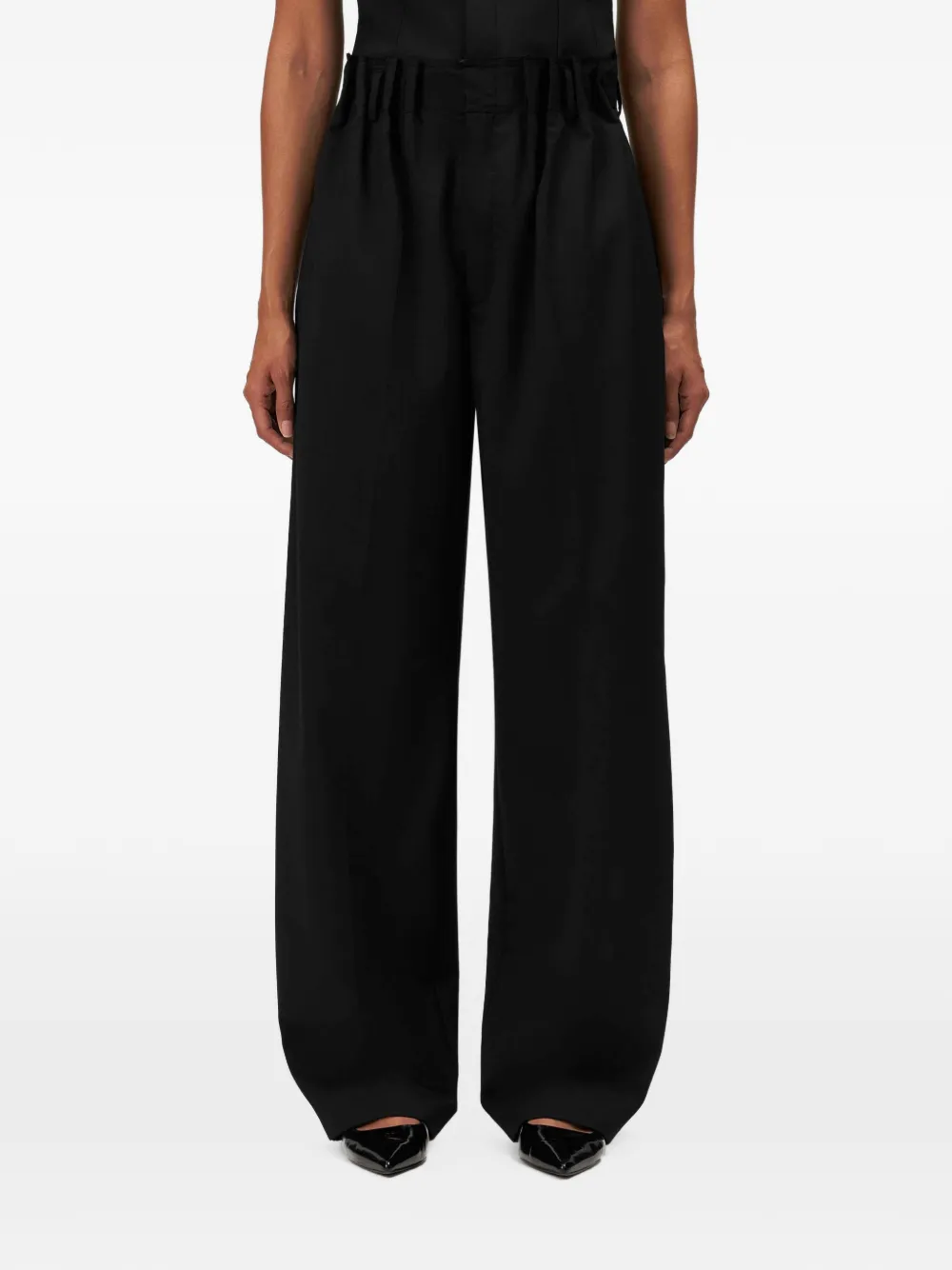 Drykorn Elide pleated wide-leg trousers Zwart