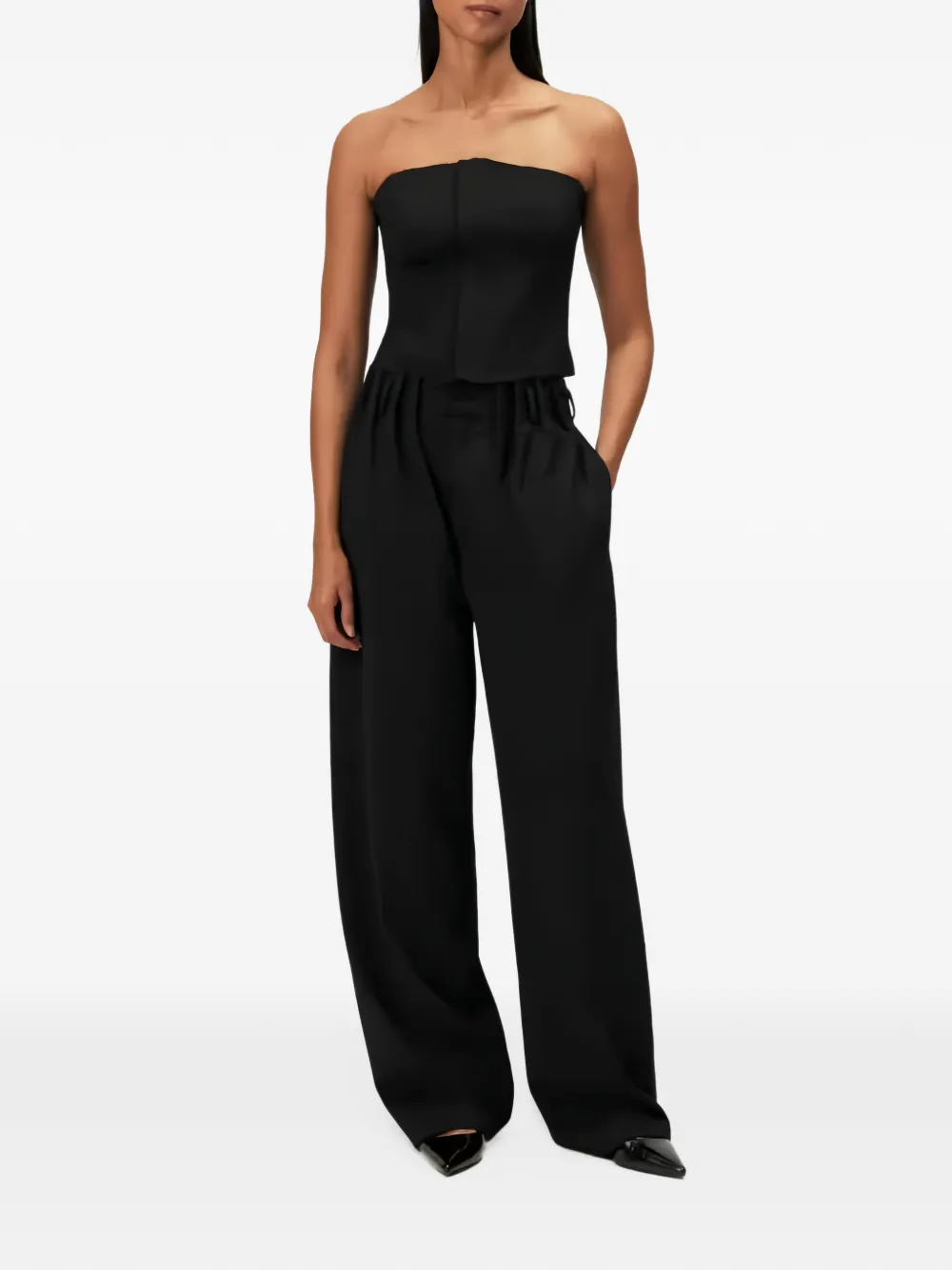 Drykorn Elide pleated wide-leg trousers Zwart