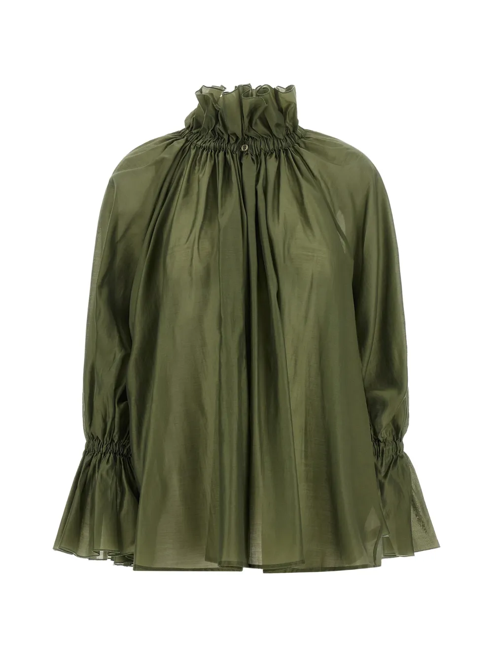 THELATEST Estelle ruffled-collar bell-sleeve blouse - Verde