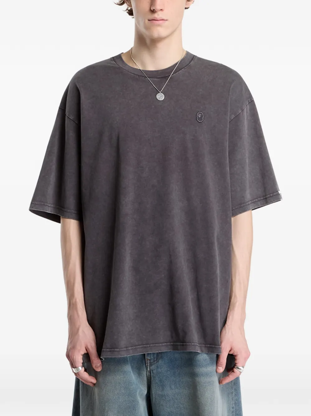 A BATHING APE T-shirt met ronde hals en geverfde afwerking Grijs
