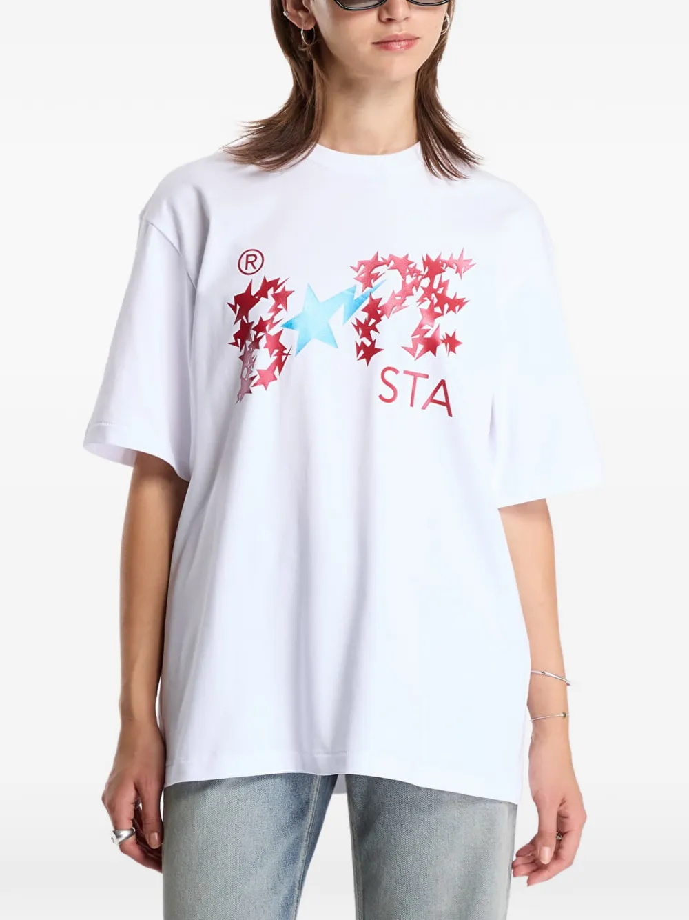 A BATHING APE metallic Bape STA logo relaxed fit tee Wit