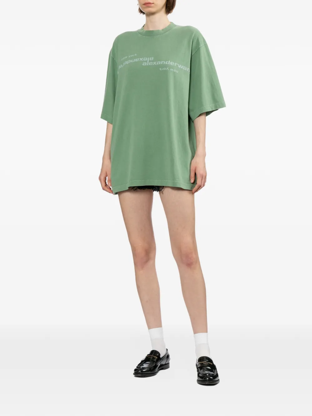 Alexander Wang mirrored logo T-shirt Groen
