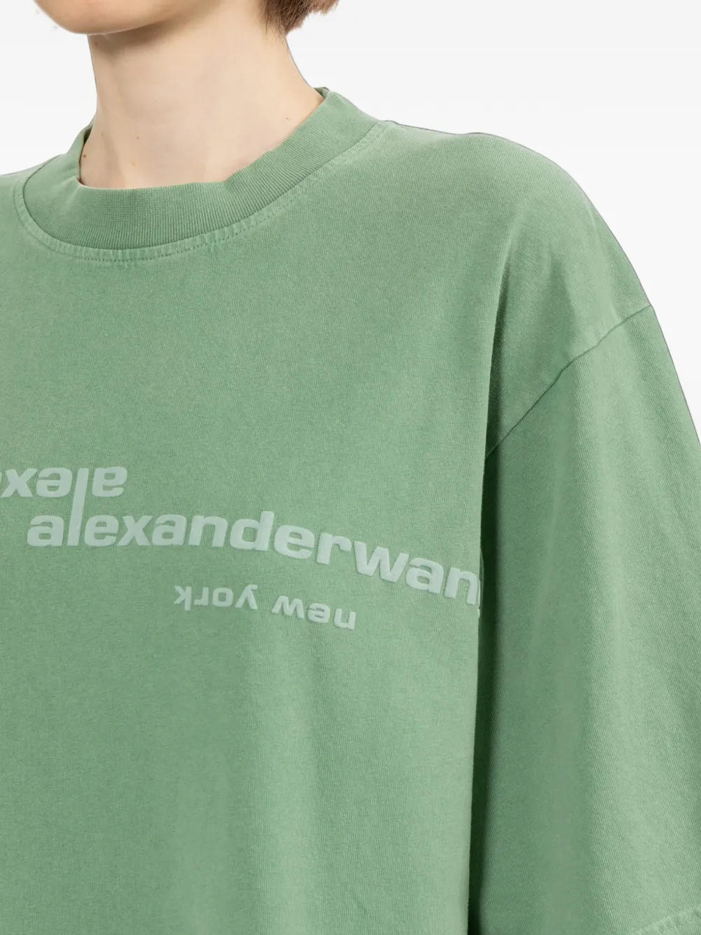 Alexander Wang mirrored logo T-shirt Groen