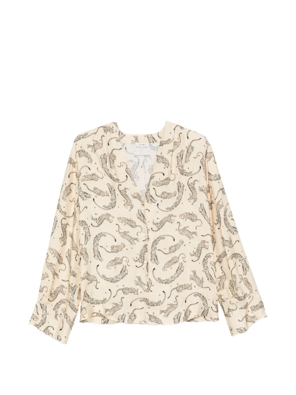 Forte V-neck leopard-print shirt Beige