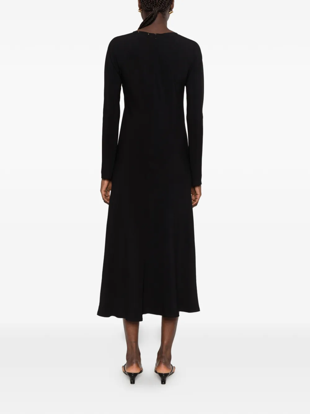 Forte flower-embellished ruched dress Zwart