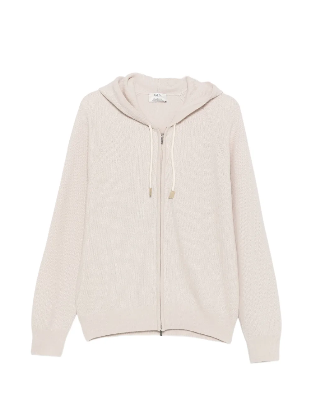 Barba zip-up waffle-knit hood cardigan Beige