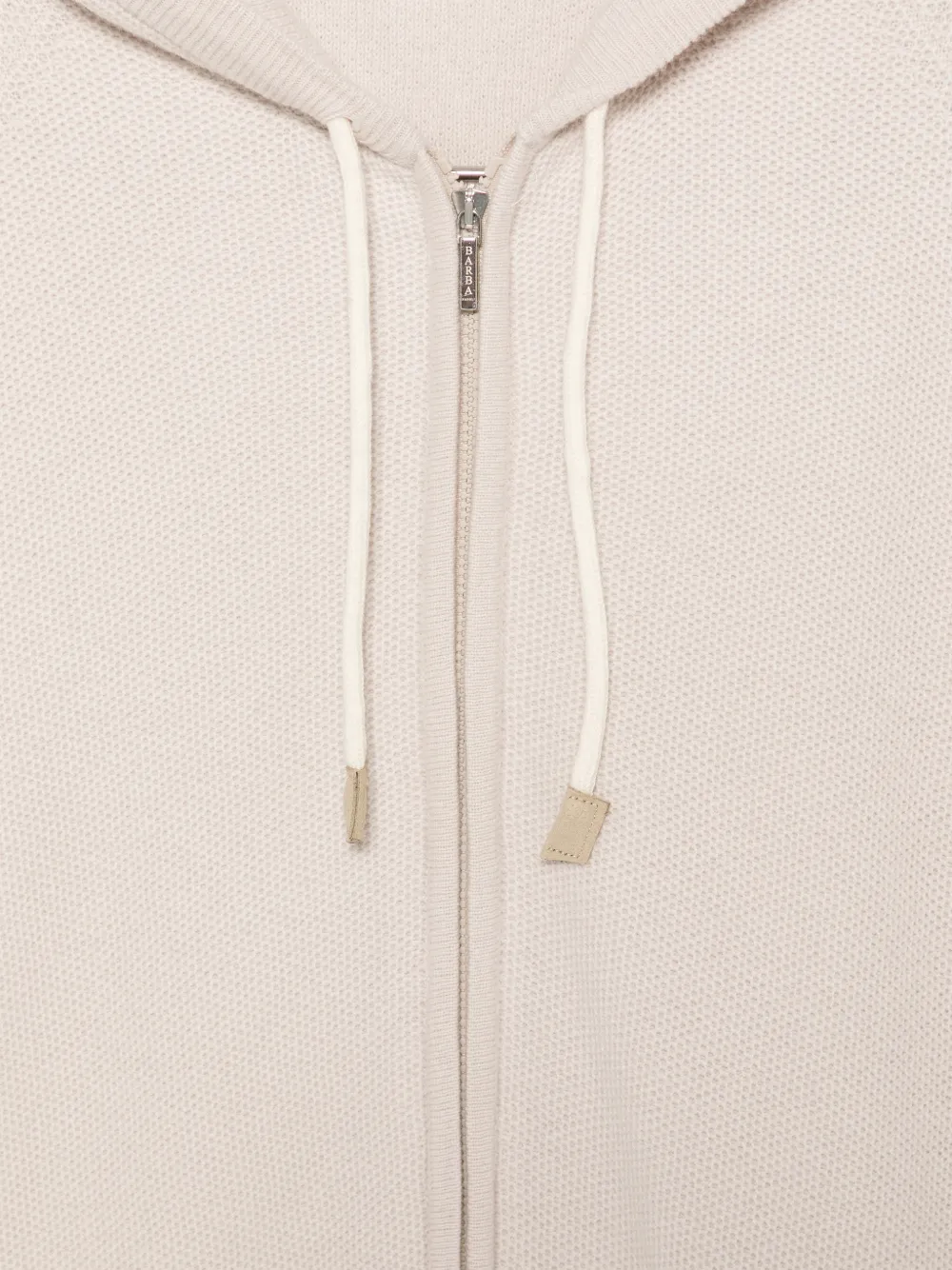 Barba zip-up waffle-knit hood cardigan Beige