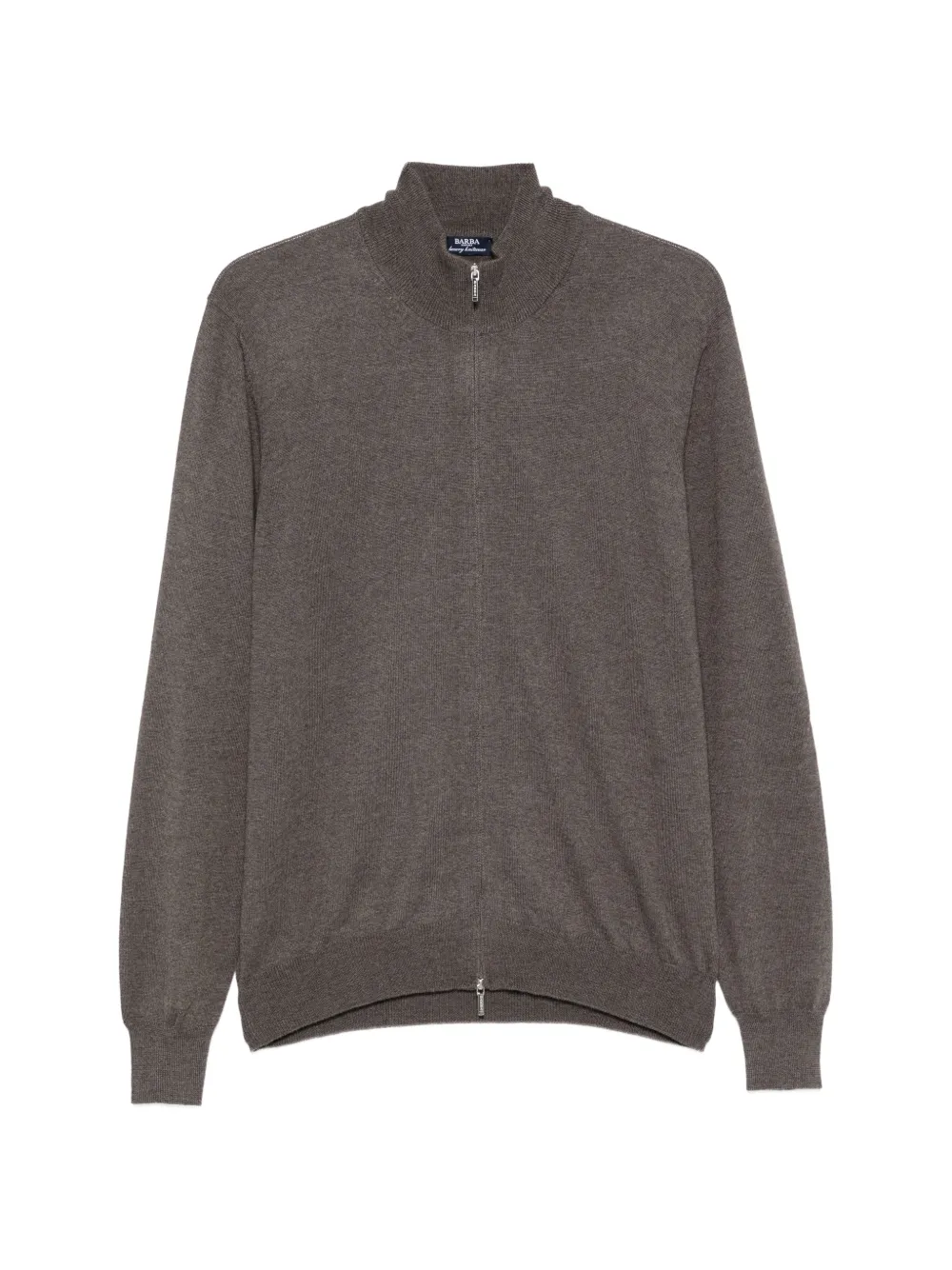 Barba zip-fastening high-neck cardigan Bruin
