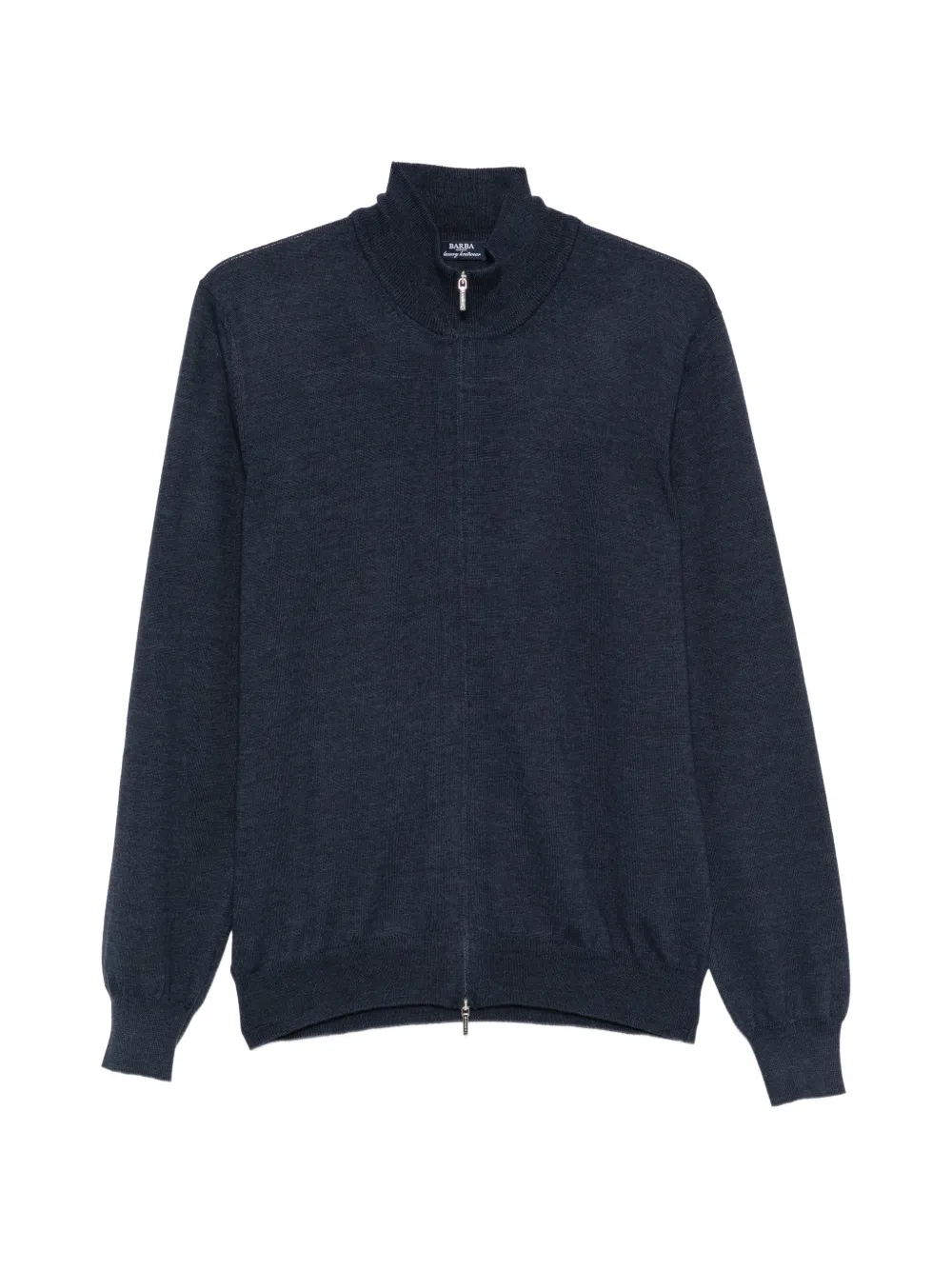 Barba high-neck zip-up cardigan Blauw