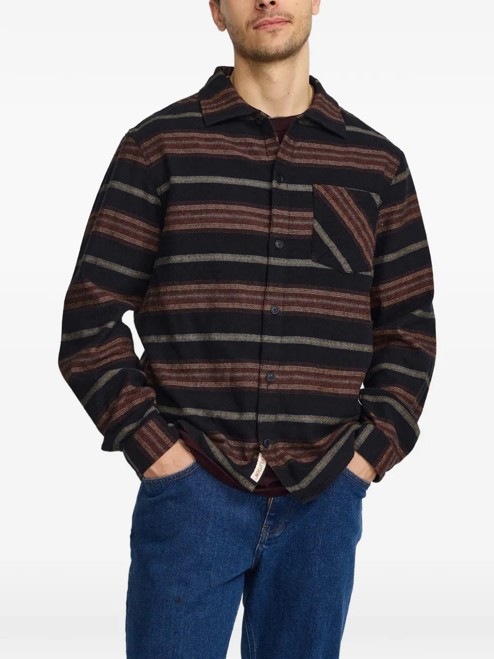REVOLUTION striped long-sleeved shirt jacket - Noir REVOLUTION striped long-sleeved shirt jacket - Noir