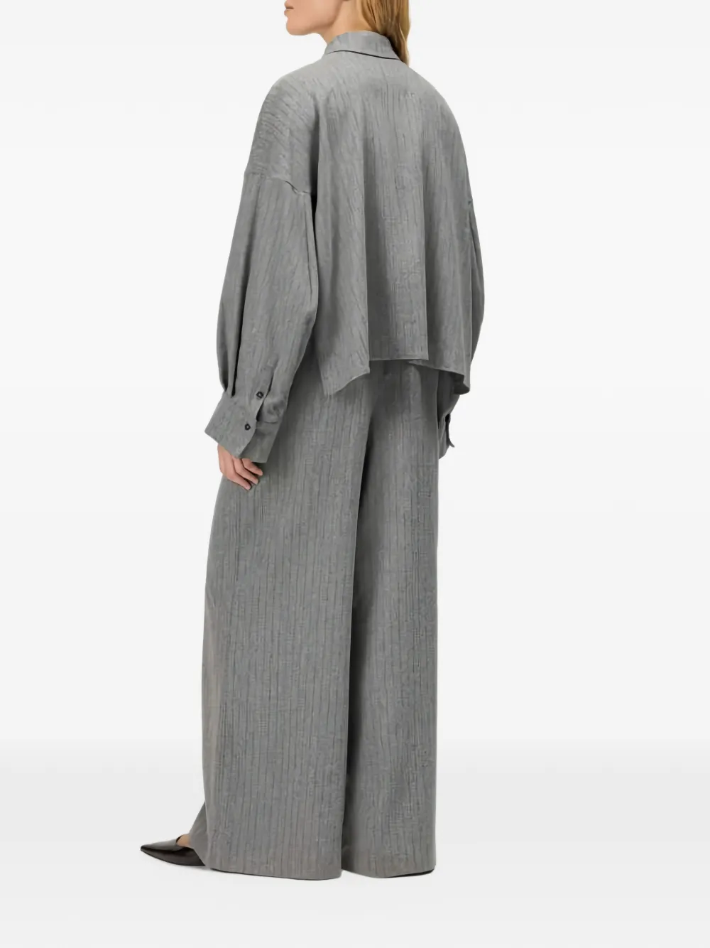 Drykorn Oshia cropped blouse met krijtstreep Grijs