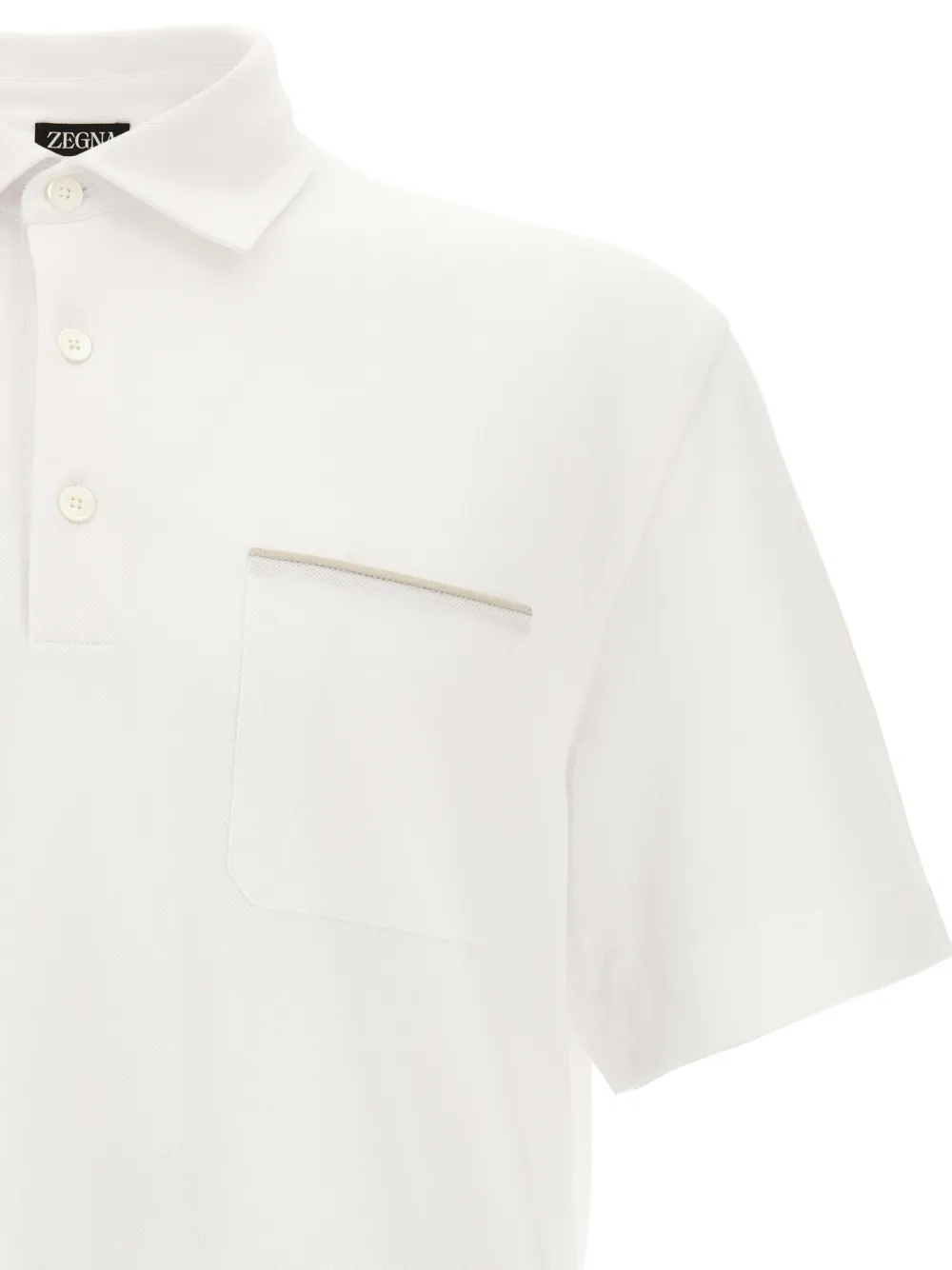 Zegna piqué cotton polo shirt Wit