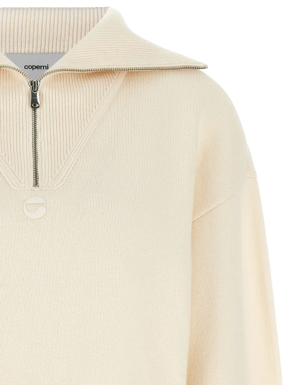 Coperni half-zip cropped sweater Beige