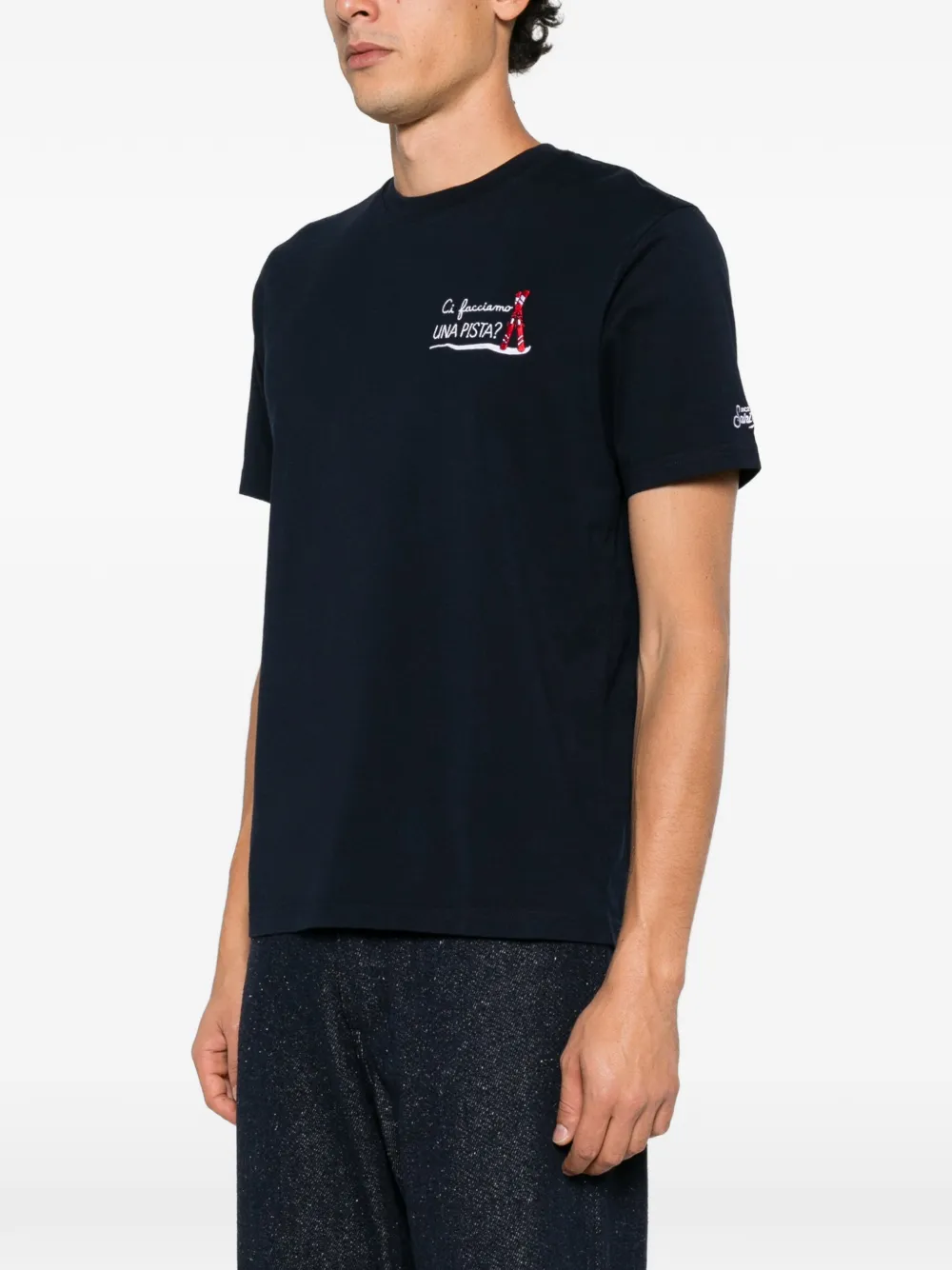 MC2 Saint Barth Arnott embroidered logo-patch T-shirt Blauw