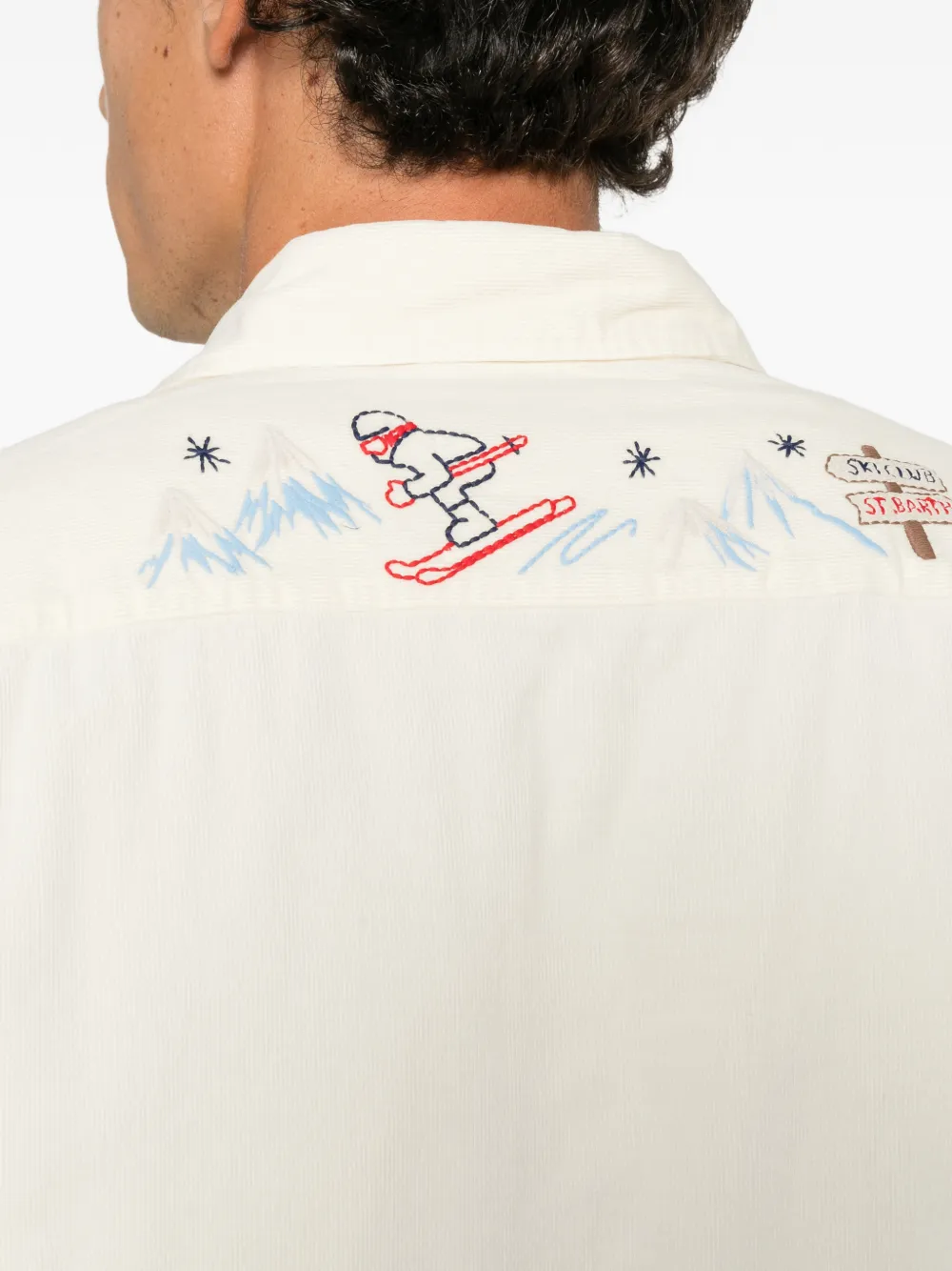 MC2 Saint Barth Seefeld embroidered corduroy shirt Beige