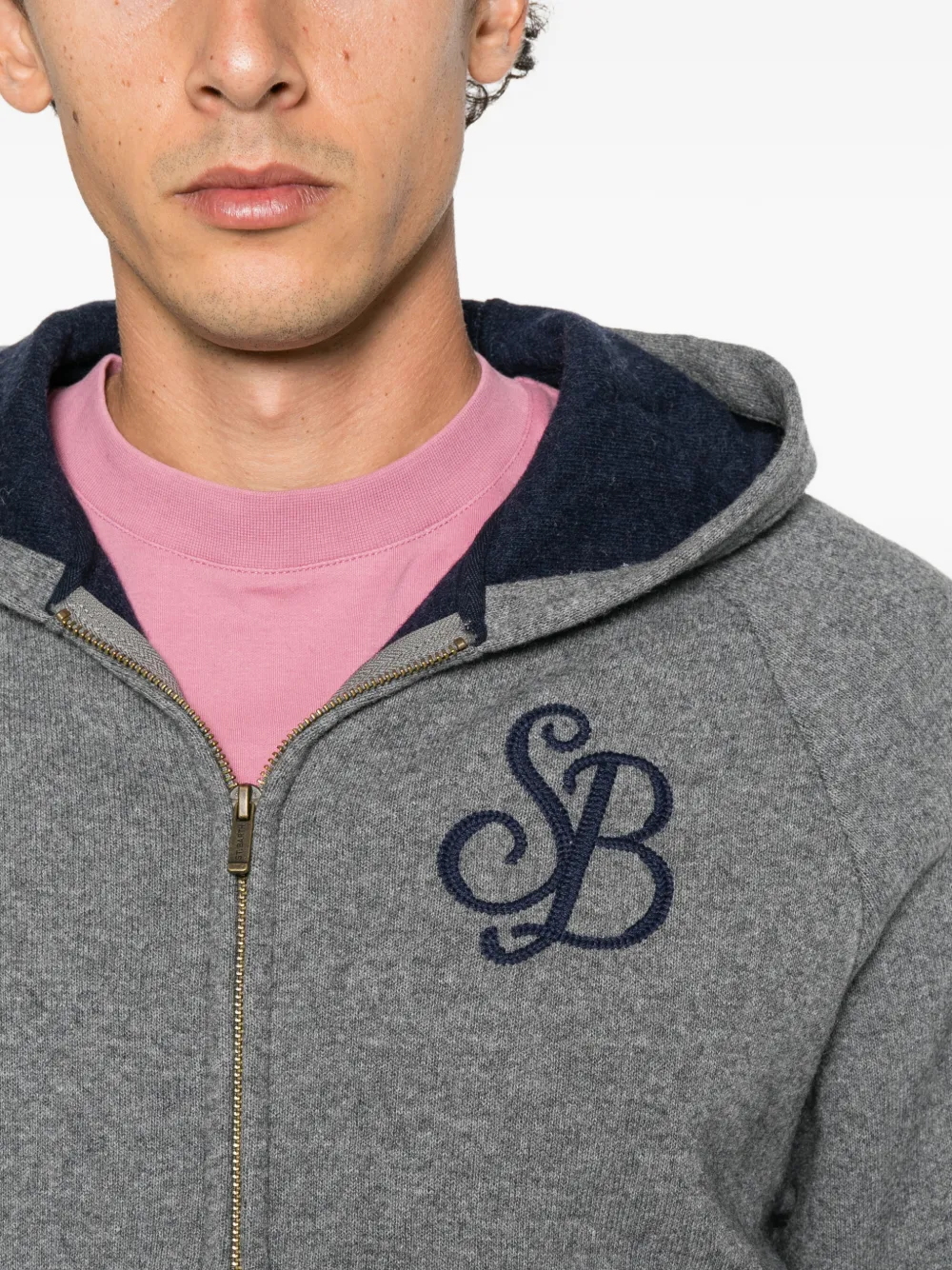 MC2 Saint Barth Carrel logo-embroidered zip-up hoodie Grijs