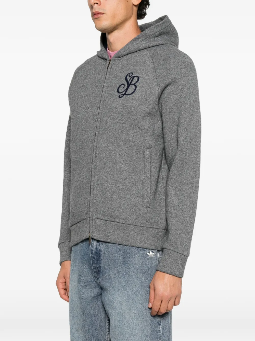 MC2 Saint Barth Carrel logo-embroidered zip-up hoodie Grijs