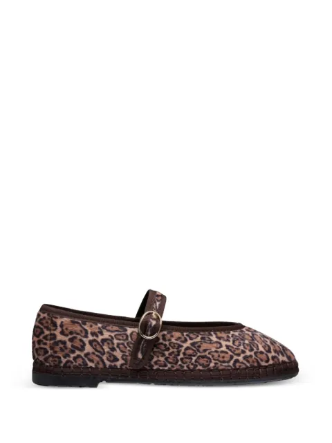 FLABELUS Pierre leopard-print velvet ballet flats