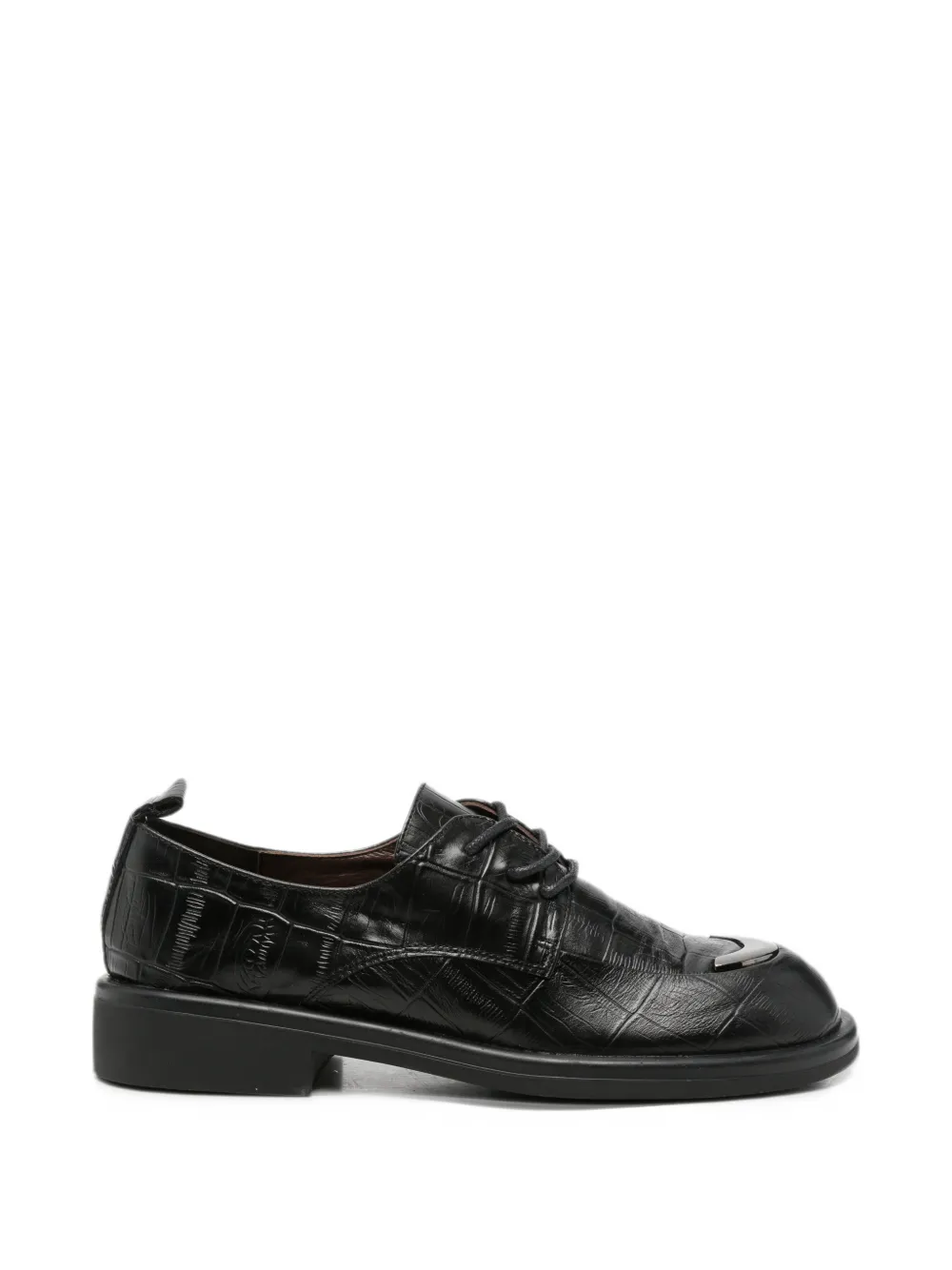 LINDA BAUMANN crocodile-effect lace-up loafers - Nero