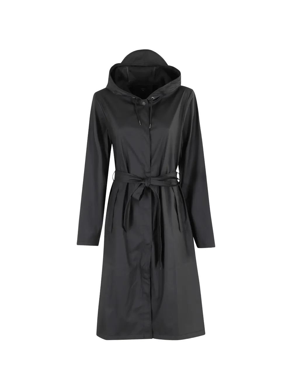 Rains A-Line hooded belted raincoat Zwart