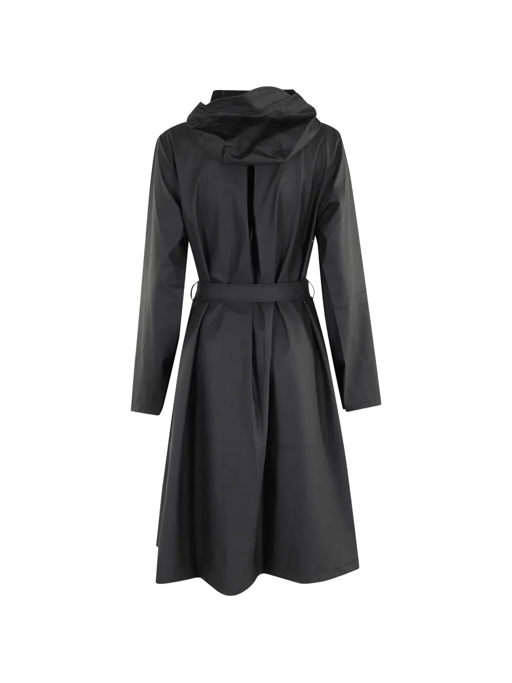 Rains A-Line hooded belted raincoat Zwart