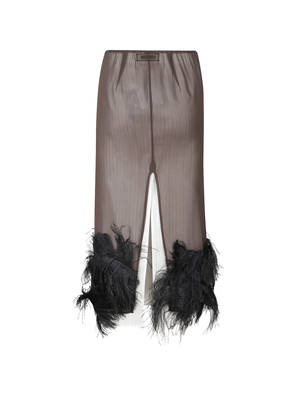 The Attico elasticated-waistband semi-sheer midi skirt Bruin
