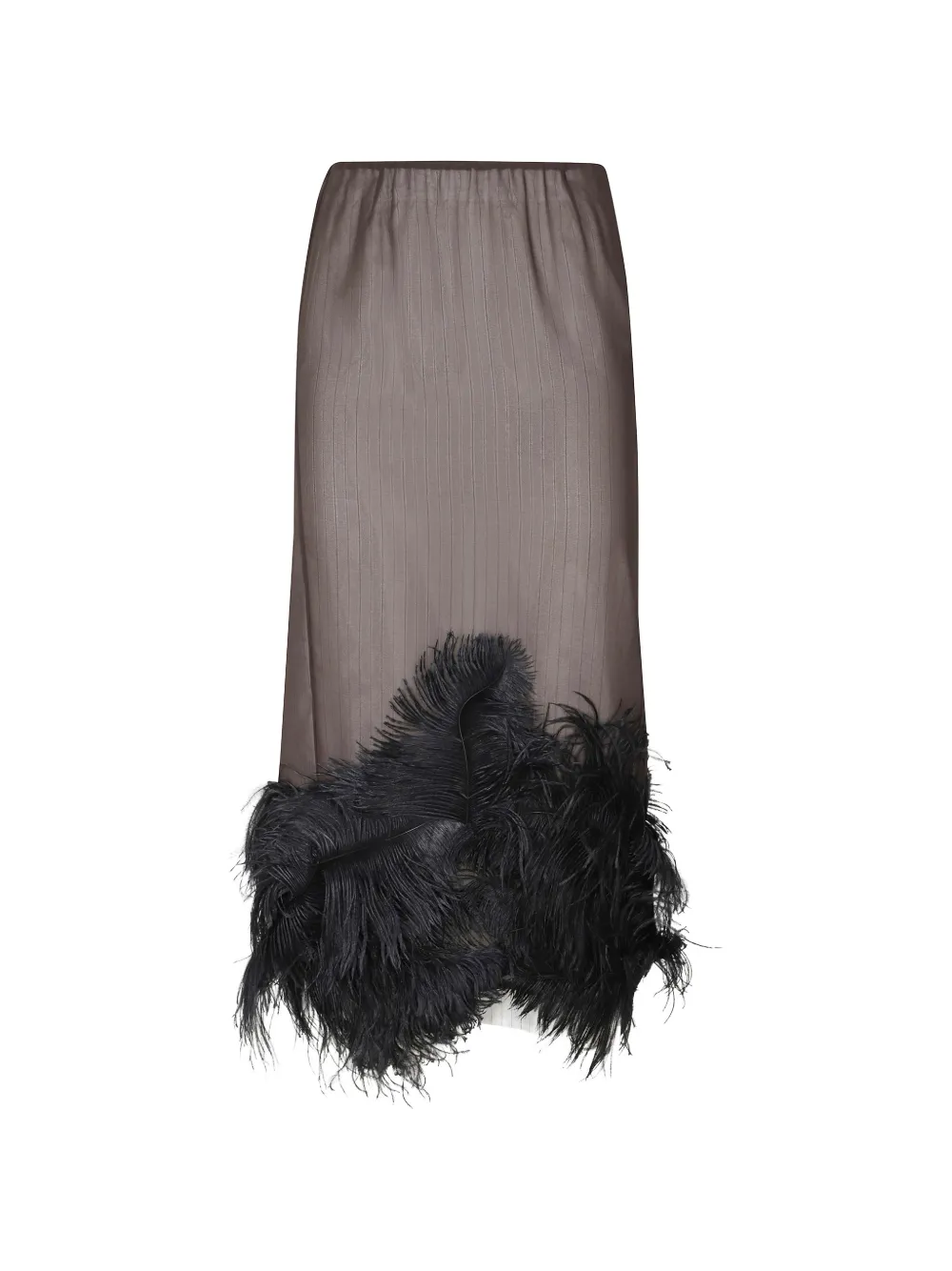 The Attico elasticated-waistband semi-sheer midi skirt Bruin