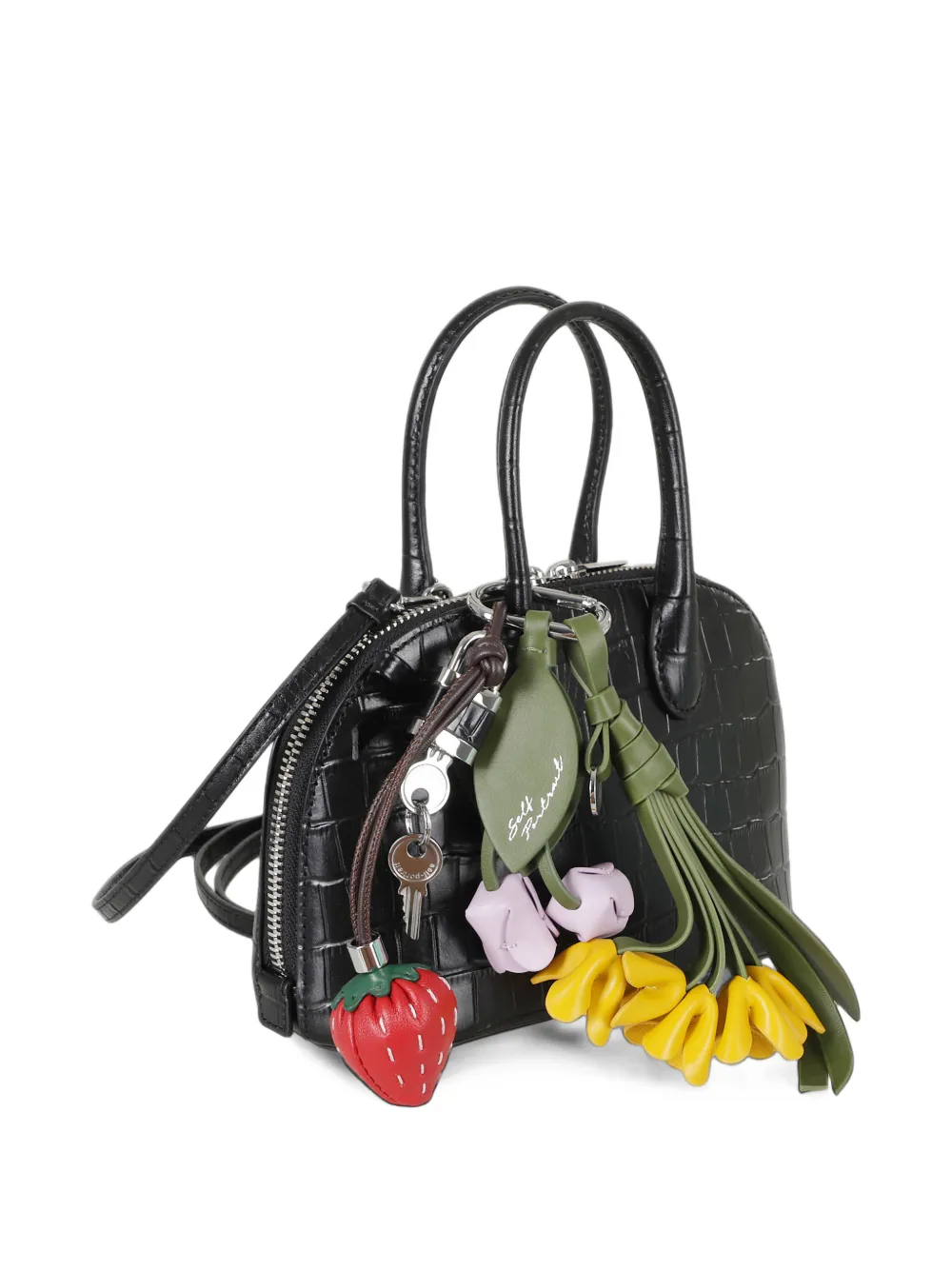 Self-Portrait embossed leather black mini bag Zwart