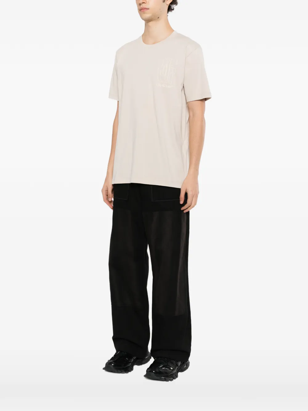 Off-White outline double-arrow T-shirt Beige