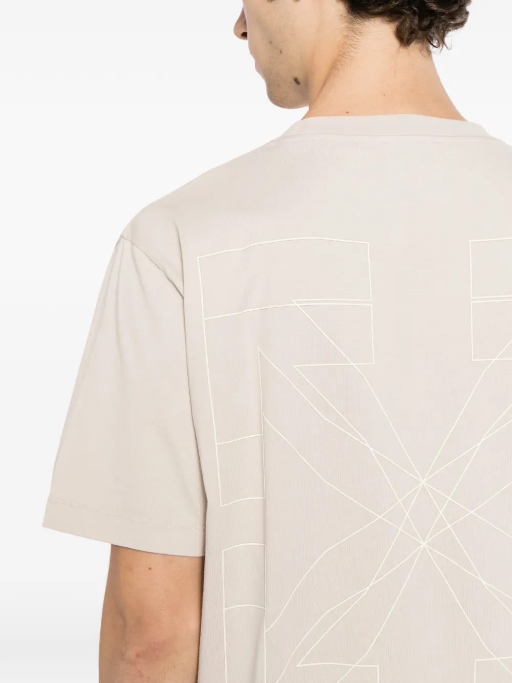 Off-White outline double-arrow T-shirt Beige