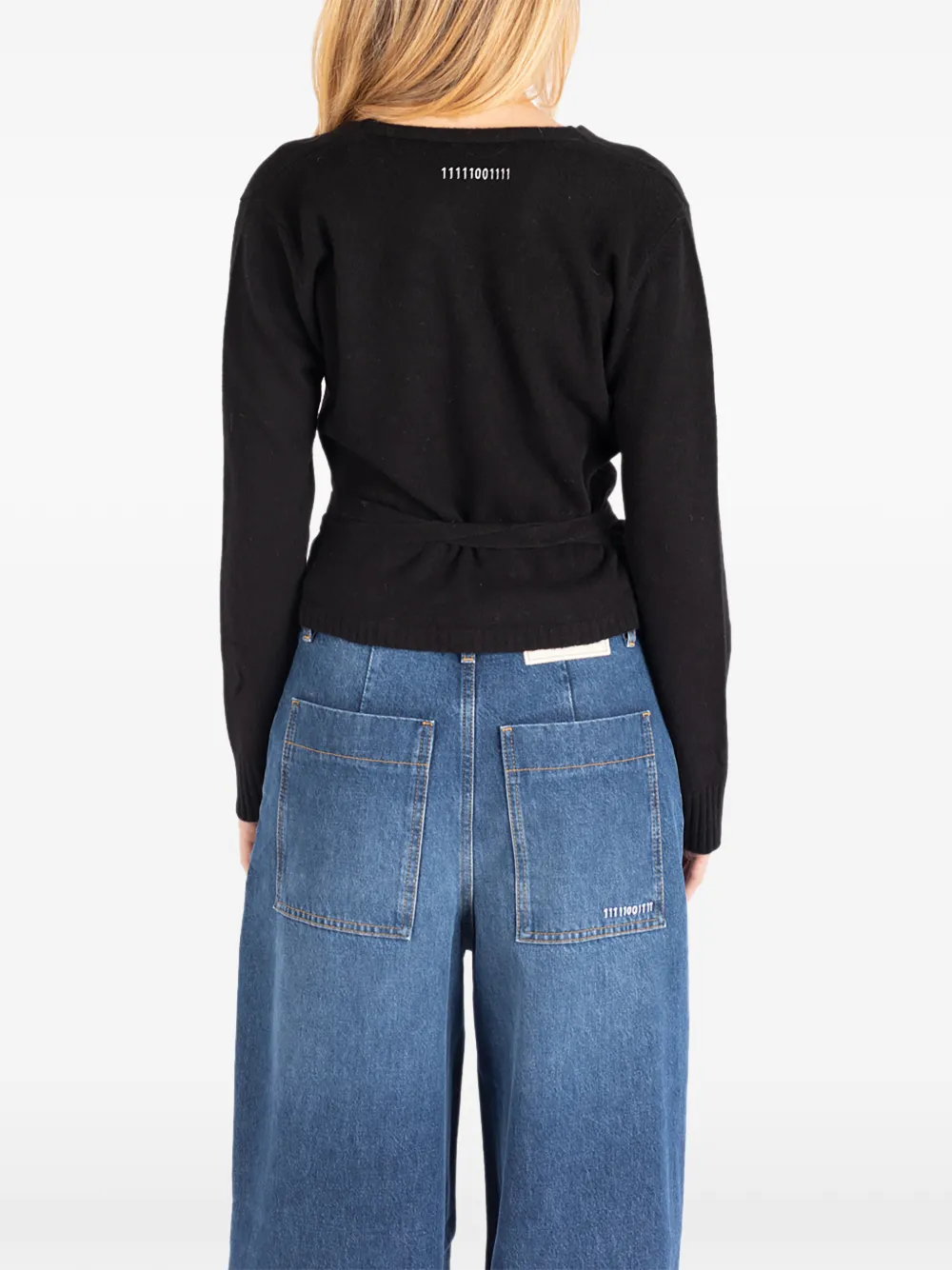 Société Anonyme Nicole wrap-style cropped sweater Zwart